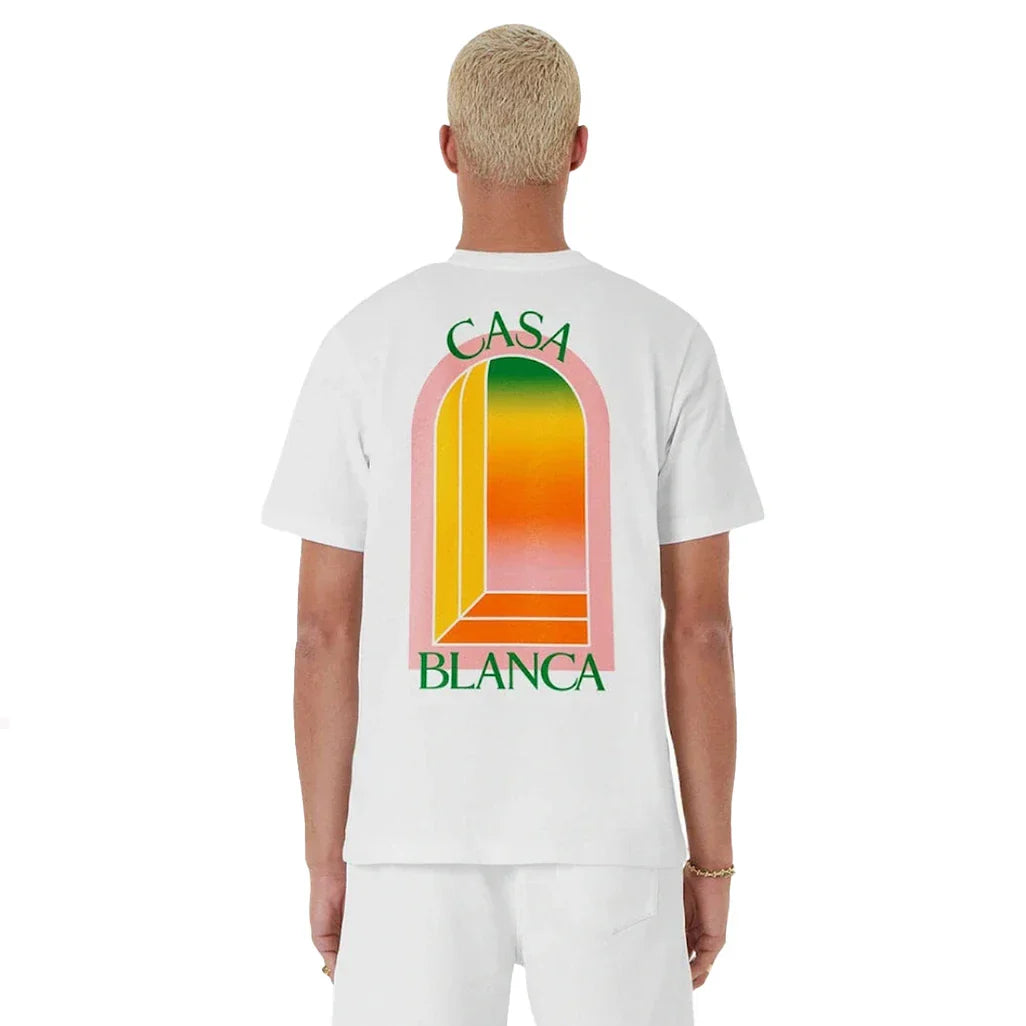 Casablanca l'arche colore coral print t-shirt cotton t-shirt