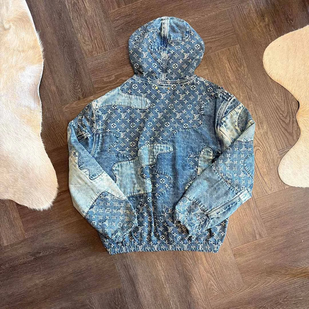 Louis Vuitton Denim Monogram Zip Up Jacket