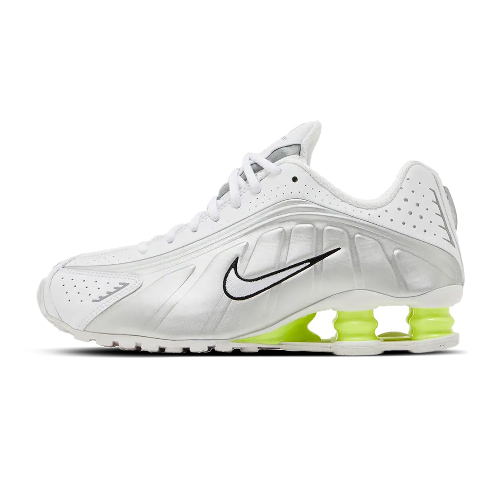 Nike Shox R4 White Metallic Silver Volt (Women's)