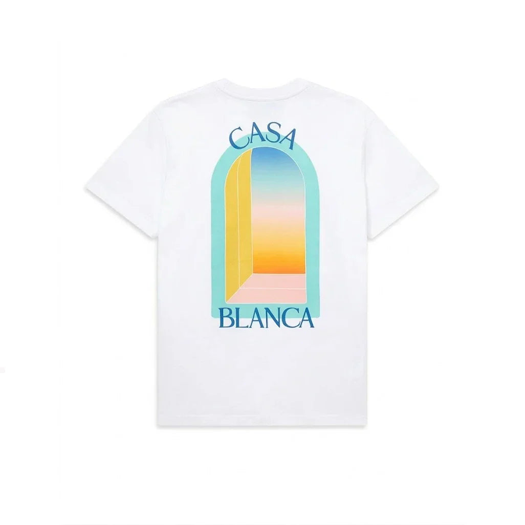 Casablanca l'arche colore blue print regular fit cotton t-shirt