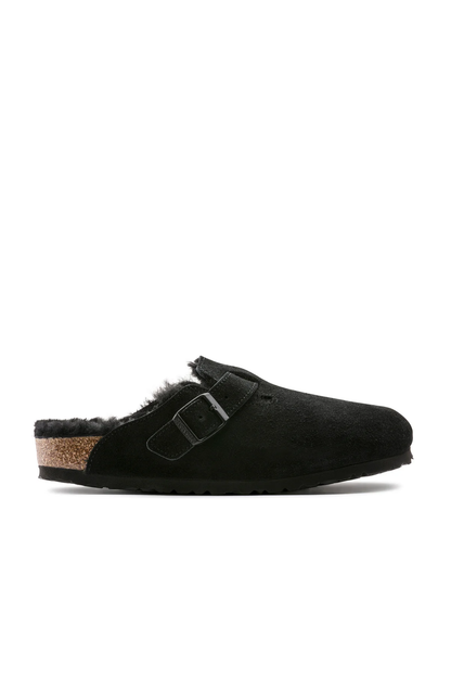 Boston Shearling Black Suede Leather/shearling Narrow