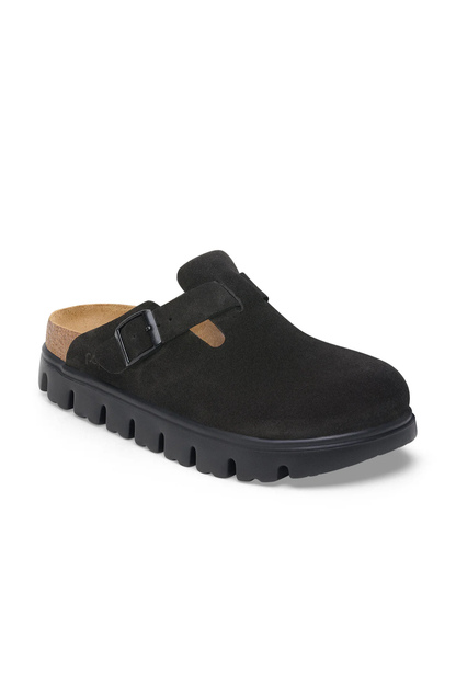 Boston Chunky Black Suede Leather Narrow