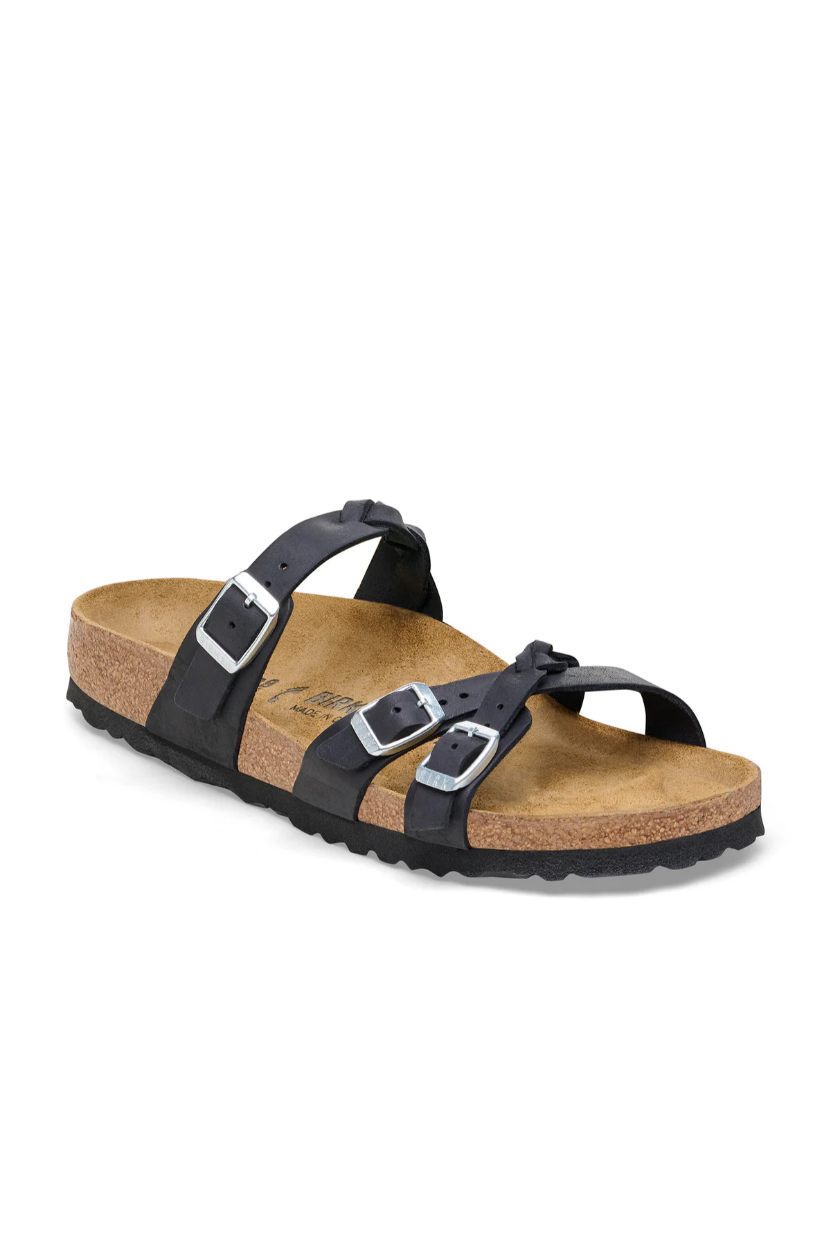 Franca Braided Black Oiled Leather Narrow