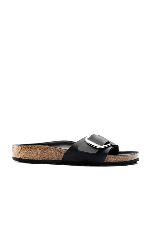 Madrid Big Buckle Black Oiled Leather Narrow