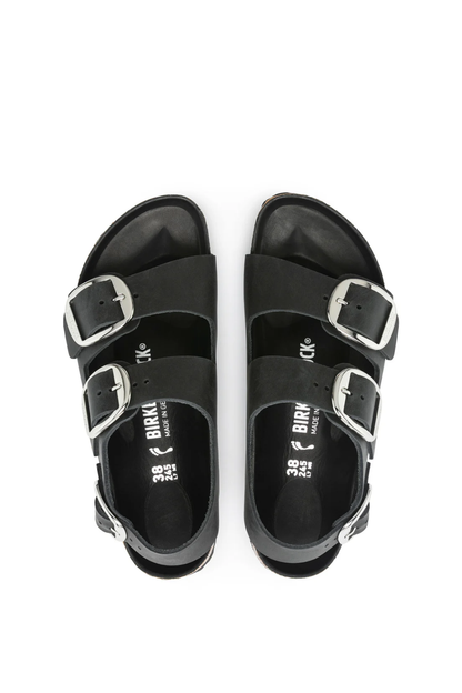 Milano Big Buckle Black Oiled Leather Regular