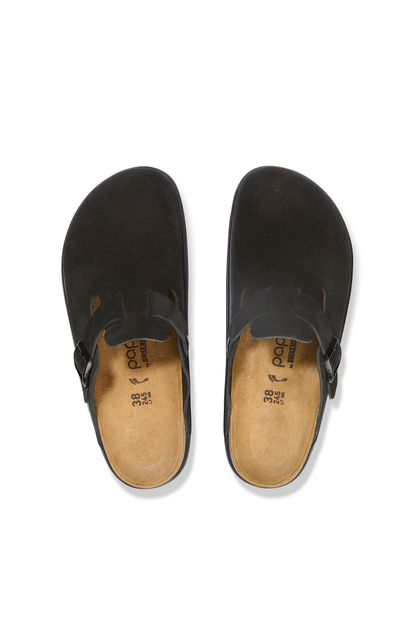 Boston Chunky Black Suede Leather Narrow