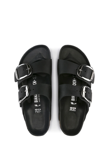 Arizona Big Buckle Black Oiled Leather Narrow