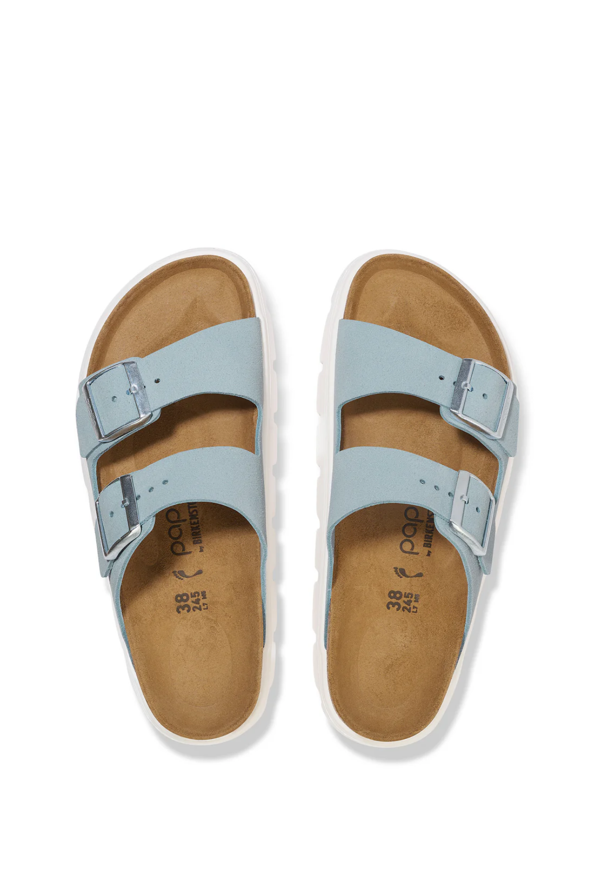 Birkenstock Arizona Chunky Baby Blue Suede Leather Narrow