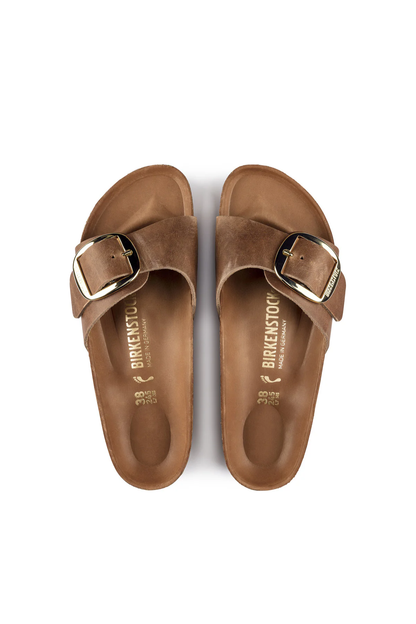 Madrid Big Buckle Cognac Oiled Leather Narrow