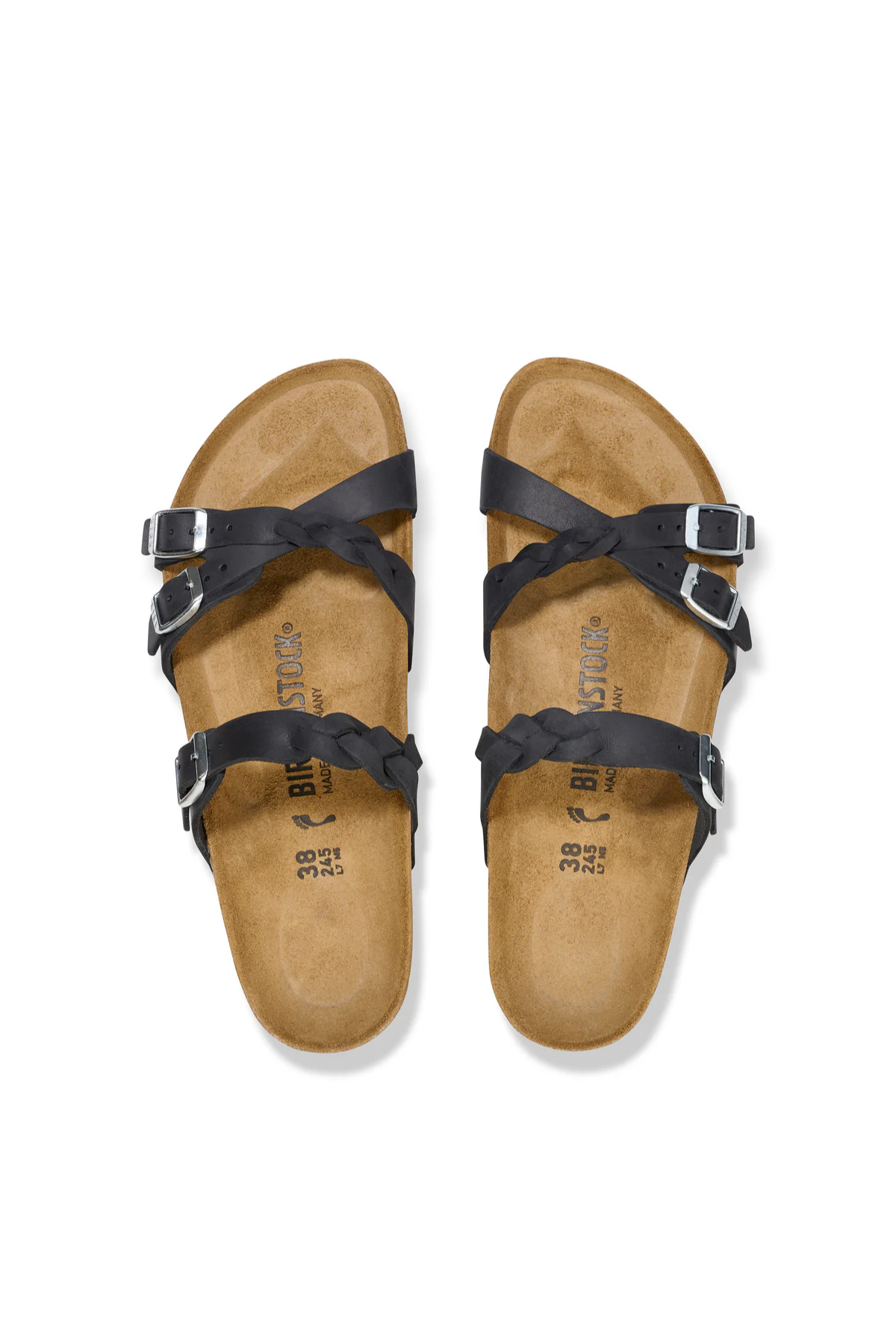 Franca Braided Black Oiled Leather Narrow