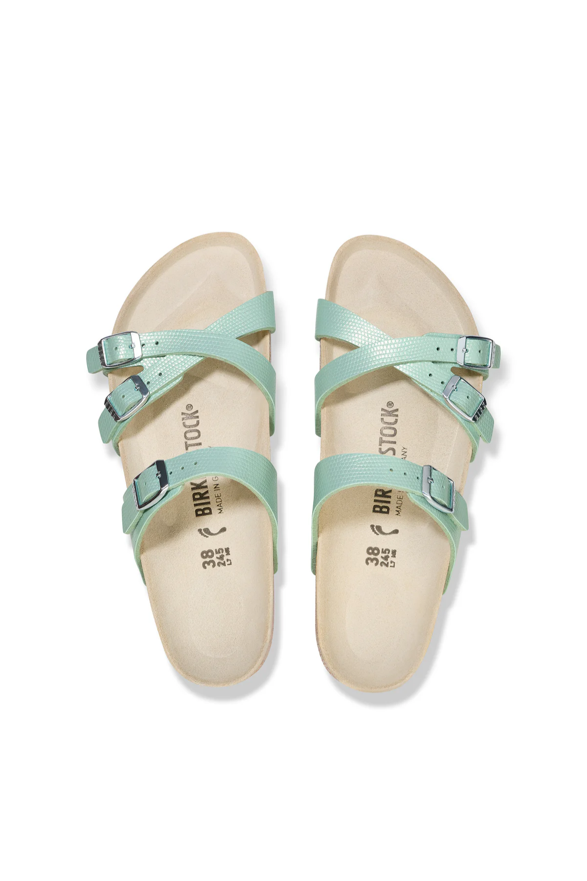 Franca Shiny Embossed Surf Green Embossed Birko-flor Narrow