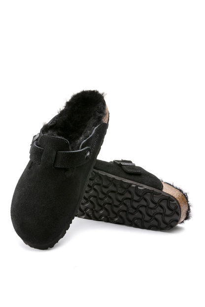 Boston Shearling Black Suede Leather/shearling Narrow