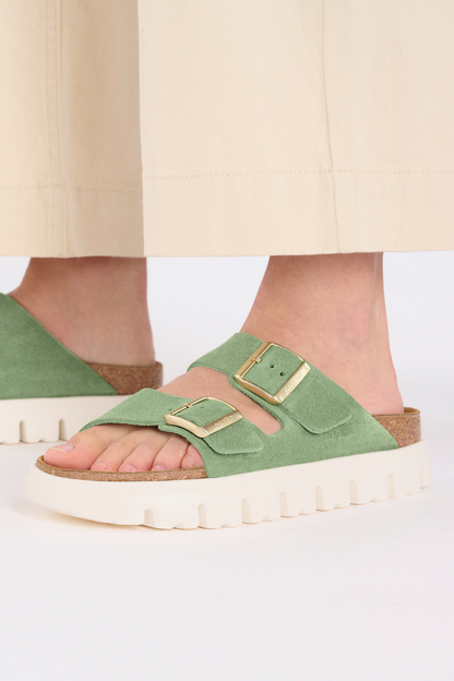Birkenstock Arizona Chunky Green Tea Suede Leather Narrow
