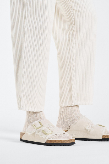 Arizona Shearling Antique White Suede Leather/shearling Narrow