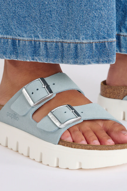 Birkenstock Arizona Chunky Baby Blue Suede Leather Narrow