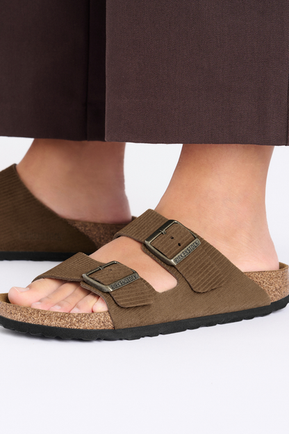 Arizona Corduroy Dark Tea Embossed Suede Leather Narrow