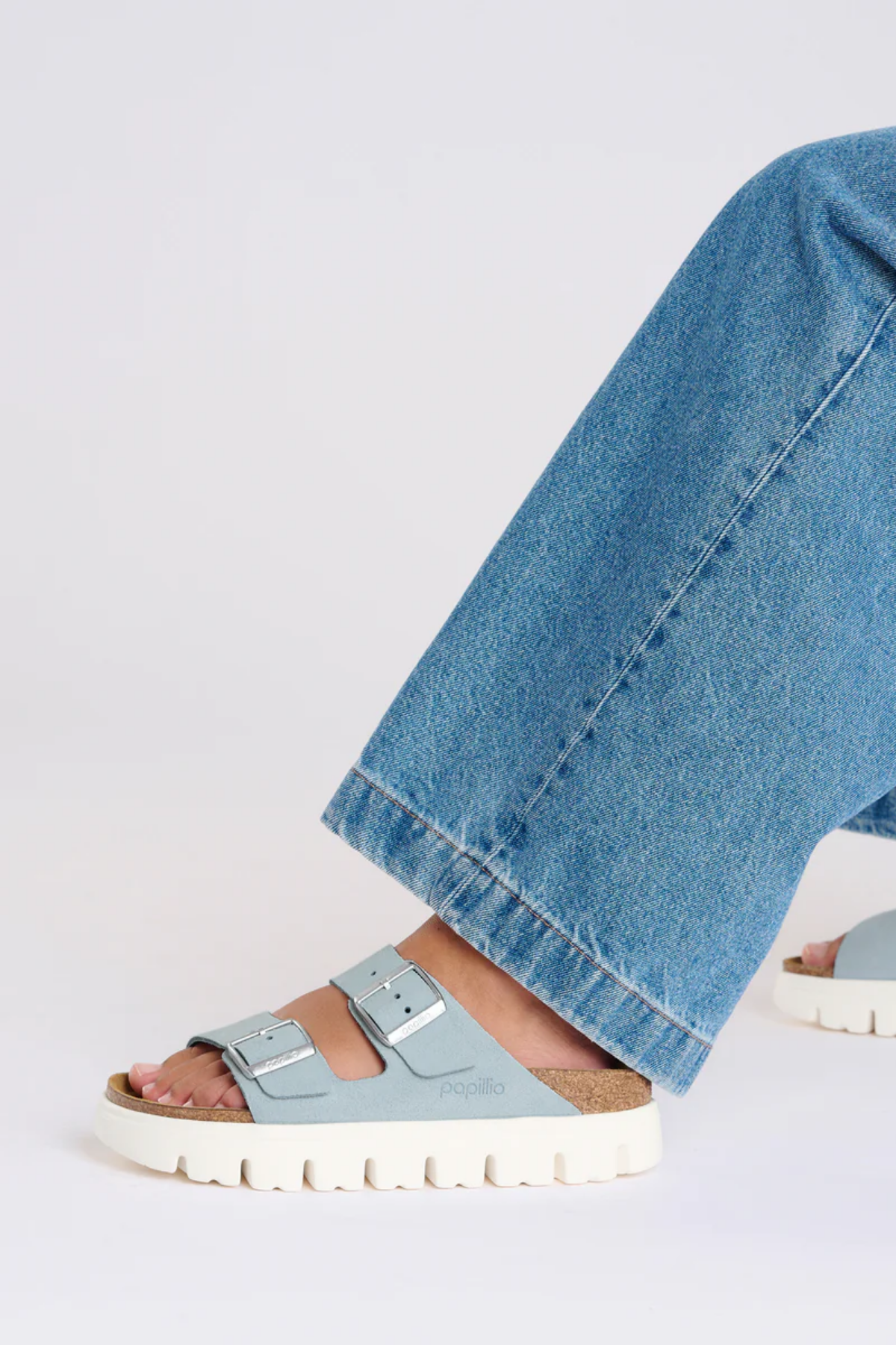 Birkenstock Arizona Chunky Baby Blue Suede Leather Narrow