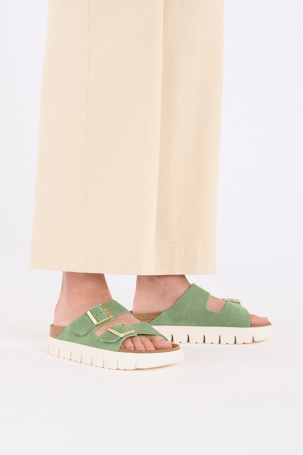 Birkenstock Arizona Chunky Green Tea Suede Leather Narrow