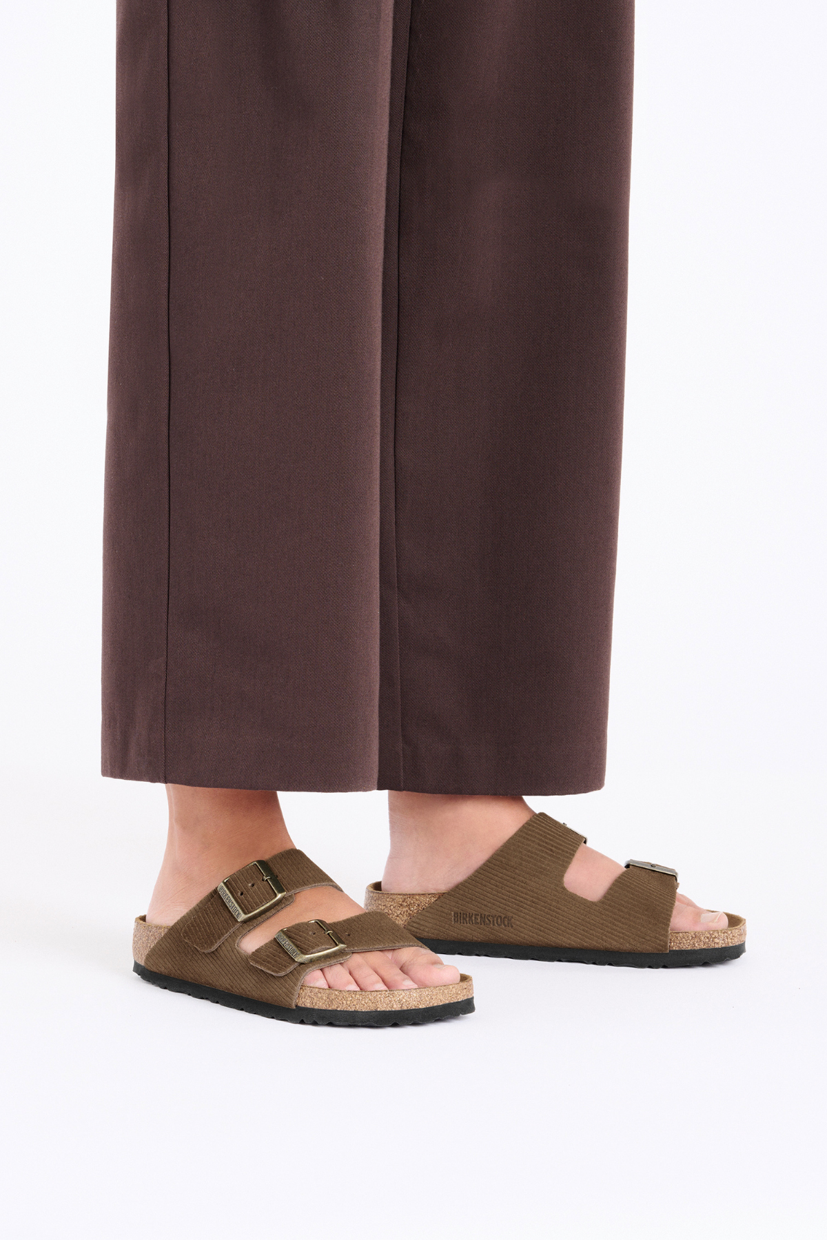 Arizona Corduroy Dark Tea Embossed Suede Leather Narrow