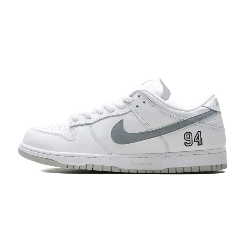 Nike SB Dunk Low Supreme 94 White Metallic Silver