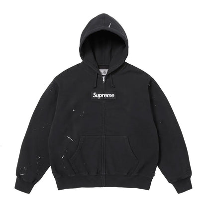 Supreme MM6 Maison Margiela Box Logo Zip Up Hooded Sweatshirt Black
