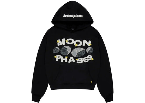Broken Planet Moon Phases Hoodie Midnight Black