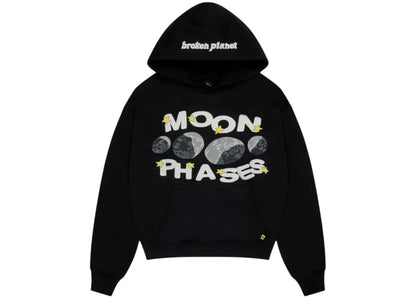 Broken Planet Moon Phases Hoodie Midnight Black