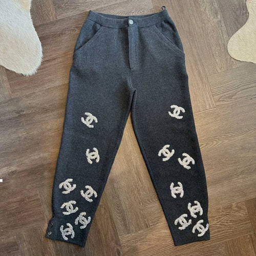 Chanel Grey Monogram Knit Sweatpants