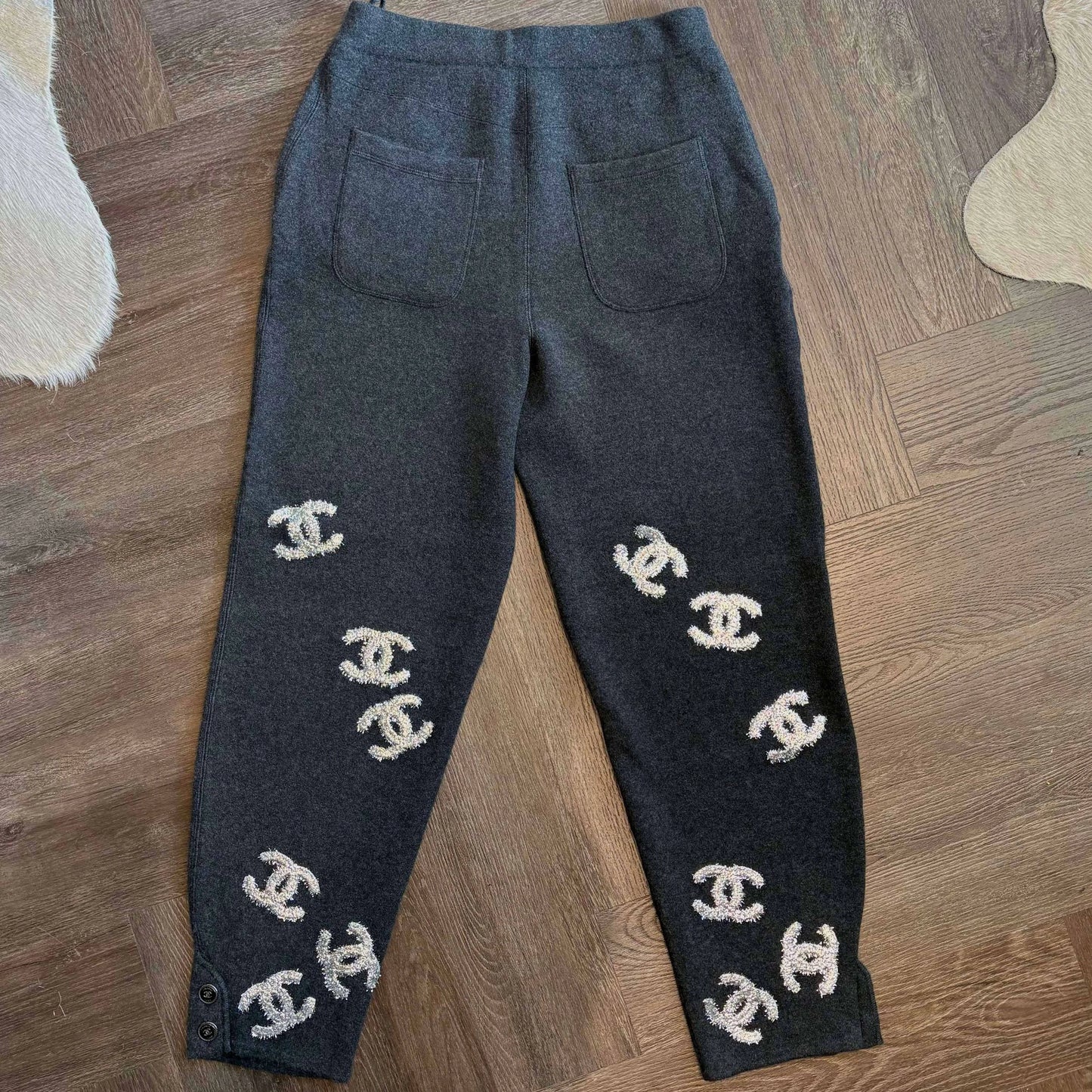 Chanel Grey Monogram Knit Sweatpants