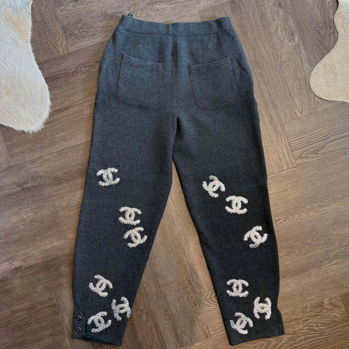 Chanel Grey Monogram Knit Sweatpants