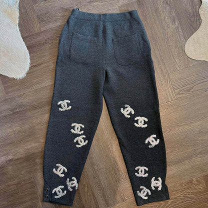 Chanel Grey Monogram Knit Sweatpants