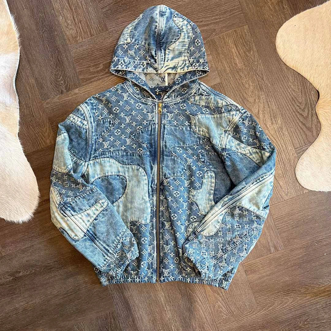 Louis Vuitton Denim Monogram Zip Up Jacket