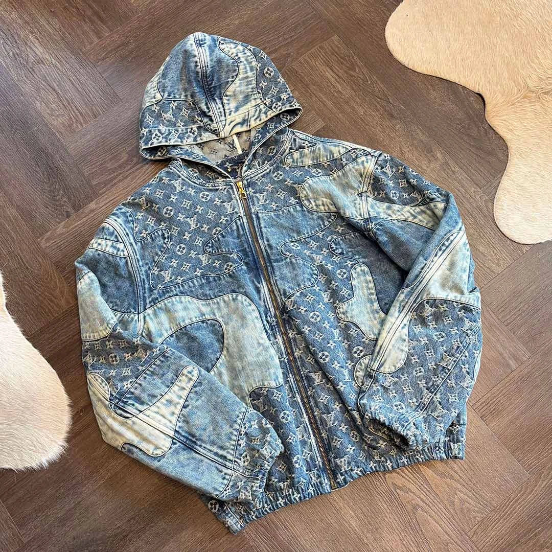 Louis Vuitton Denim Monogram Zip Up Jacket