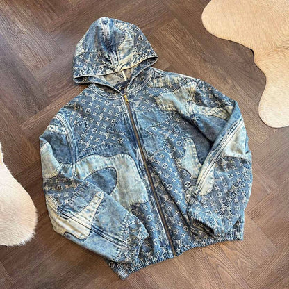 Louis Vuitton Denim Monogram Zip Up Jacket