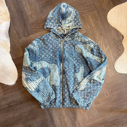 Louis Vuitton Denim Monogram Zip Up Jacket