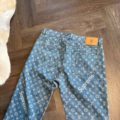 Supreme Louis Vuitton Monogram Blue Jeans