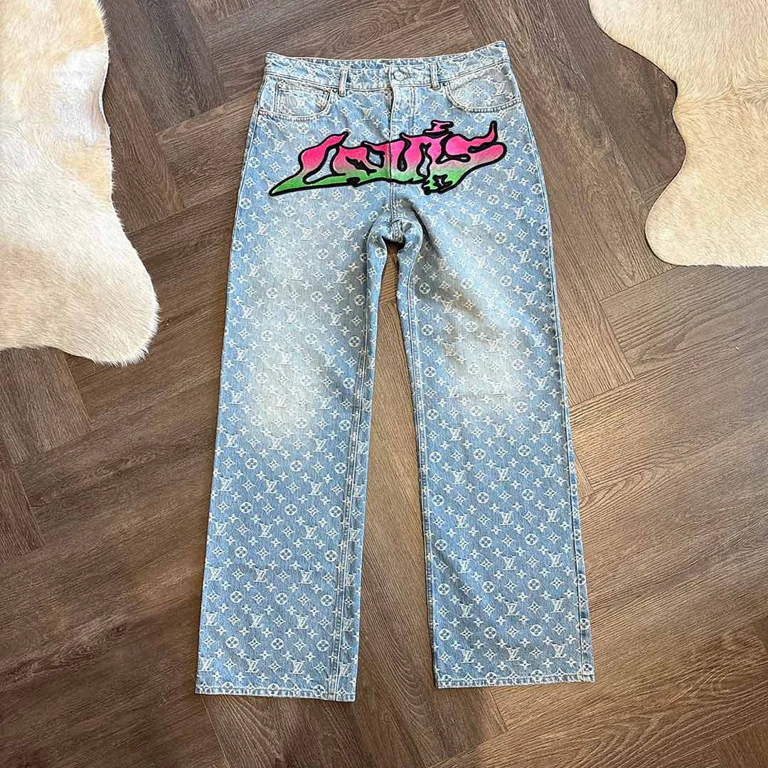 Supreme Louis Vuitton Monogram Blue Red Jeans