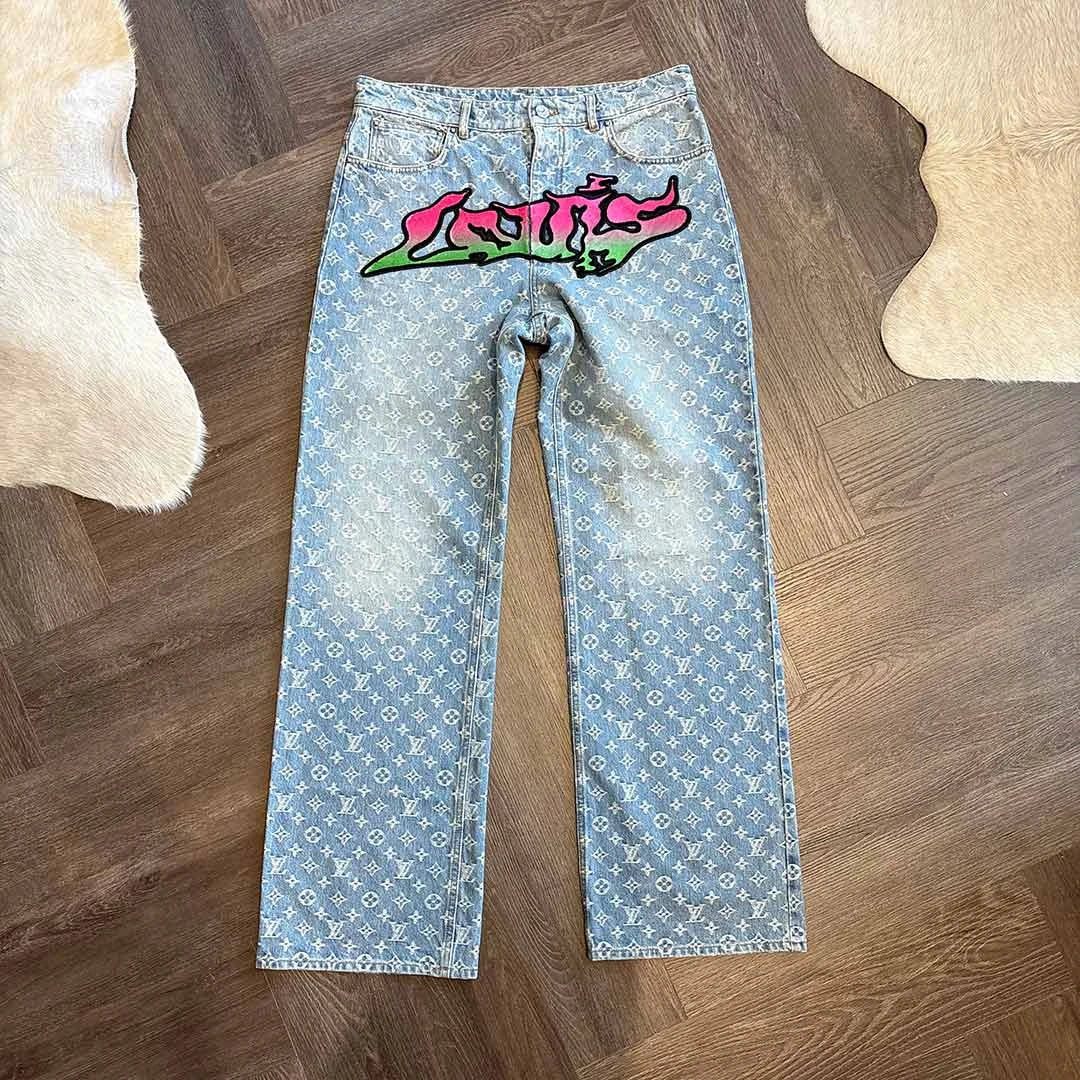 Supreme Louis Vuitton Monogram Blue Red Jeans
