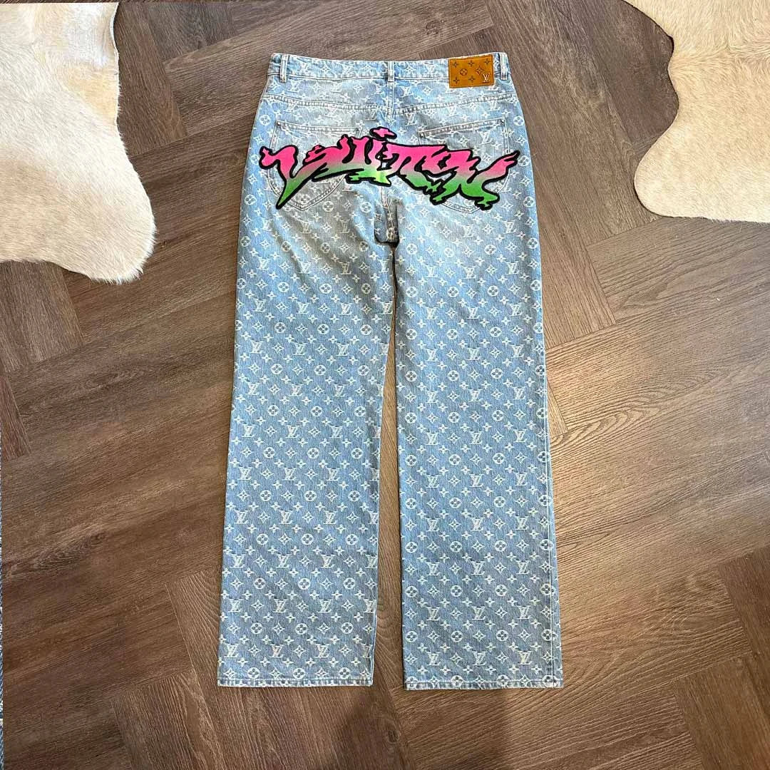 Supreme Louis Vuitton Monogram Blue Red Jeans