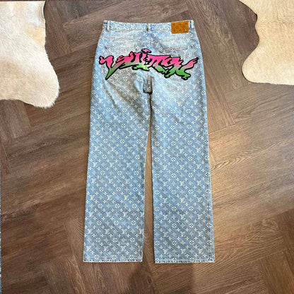 Supreme Louis Vuitton Monogram Blue Red Jeans