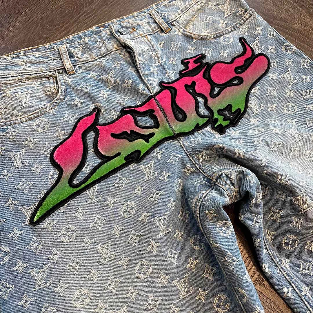 Supreme Louis Vuitton Monogram Blue Red Jeans