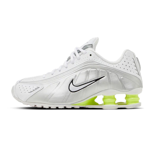 Nike Shox R4 White Metallic Silver Volt (Women's)