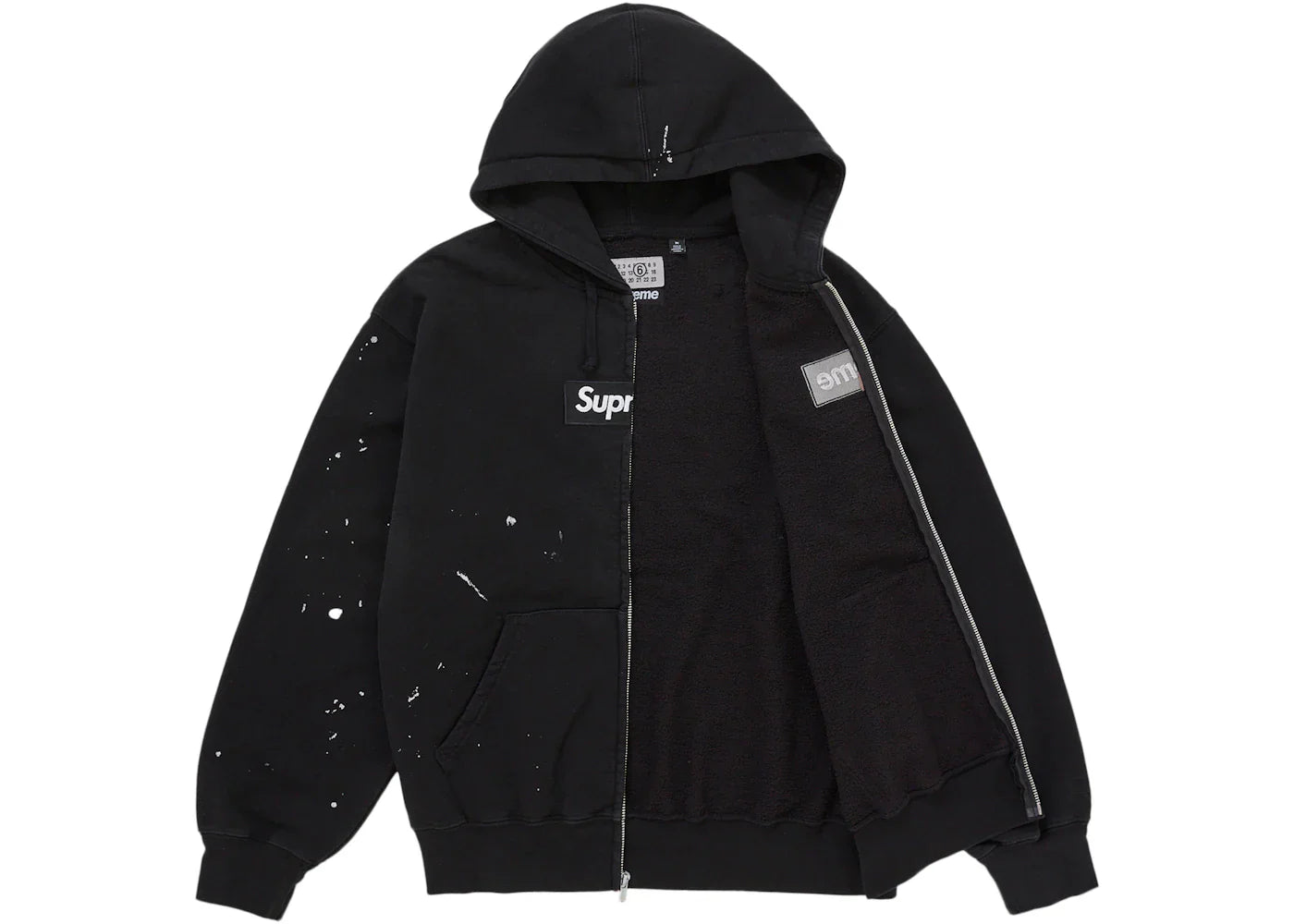 Supreme MM6 Maison Margiela Box Logo Zip Up Hooded Sweatshirt Black