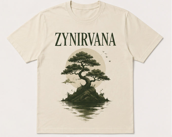 Zynirvana Graphic T-Shirt Bonsai Nature Design Cream/White